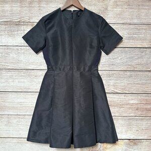 COS Mini Dress Womens size 6 Black Fit & Flare Short Sleeve Pleated Pockets